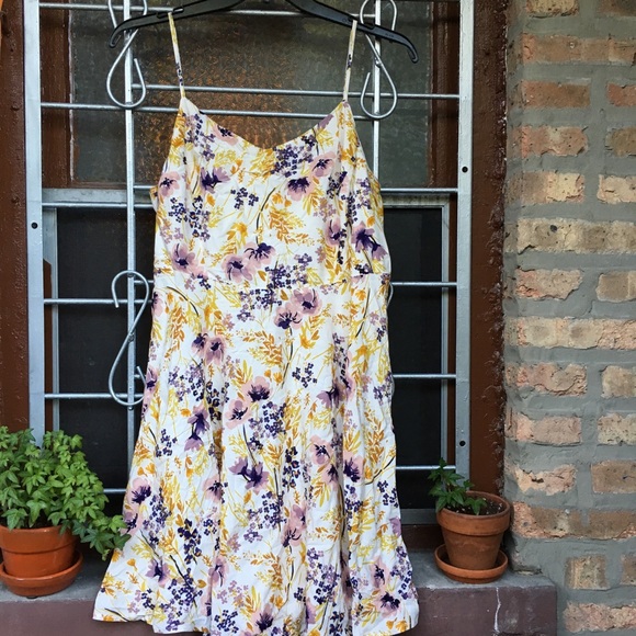 Old Navy Dresses & Skirts - Old Navy floral skater dress pink purple yellow XL